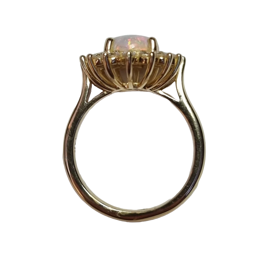 14ct Gold Australian Opal and Natural Diamond Ring