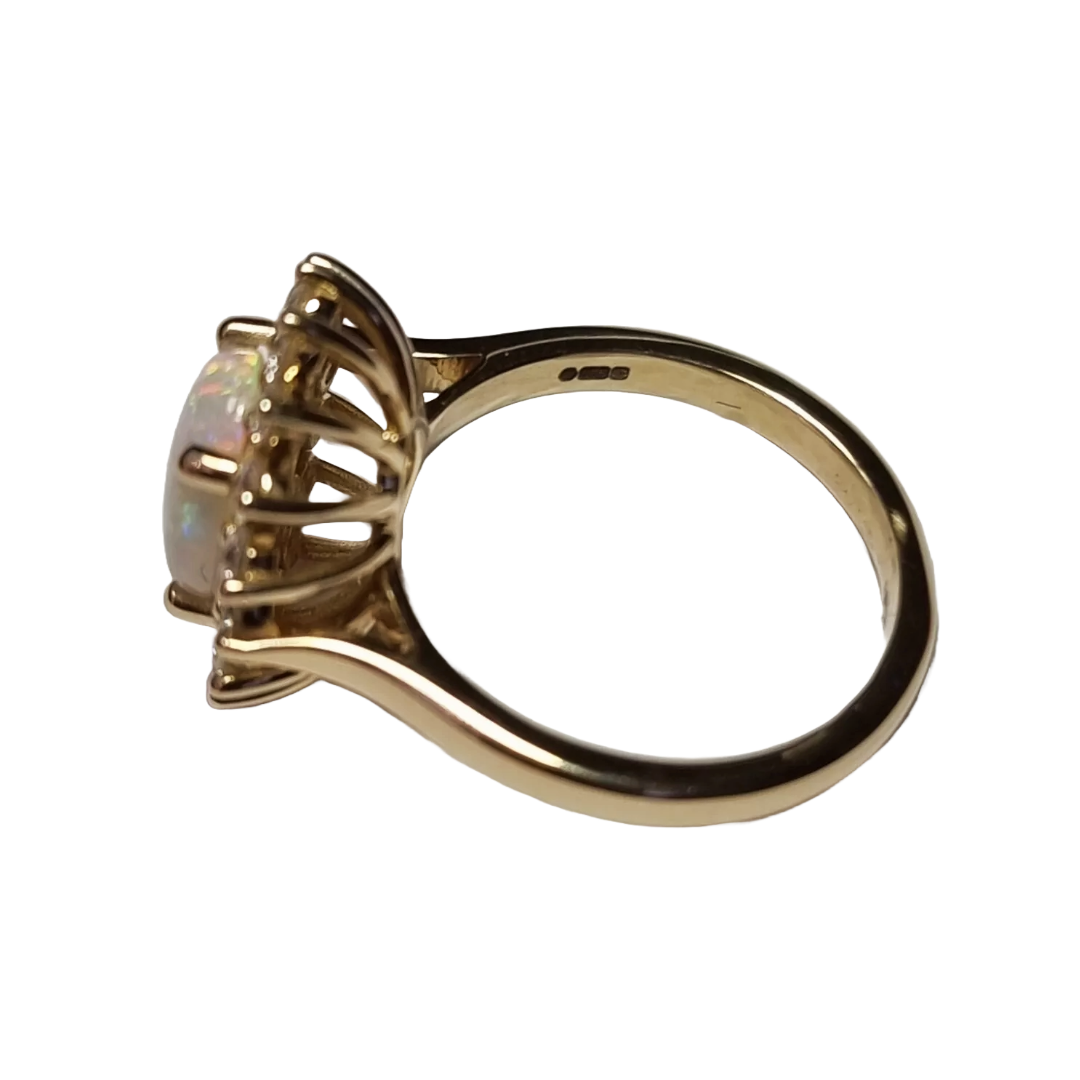 14ct Gold Australian Opal and Natural Diamond Ring