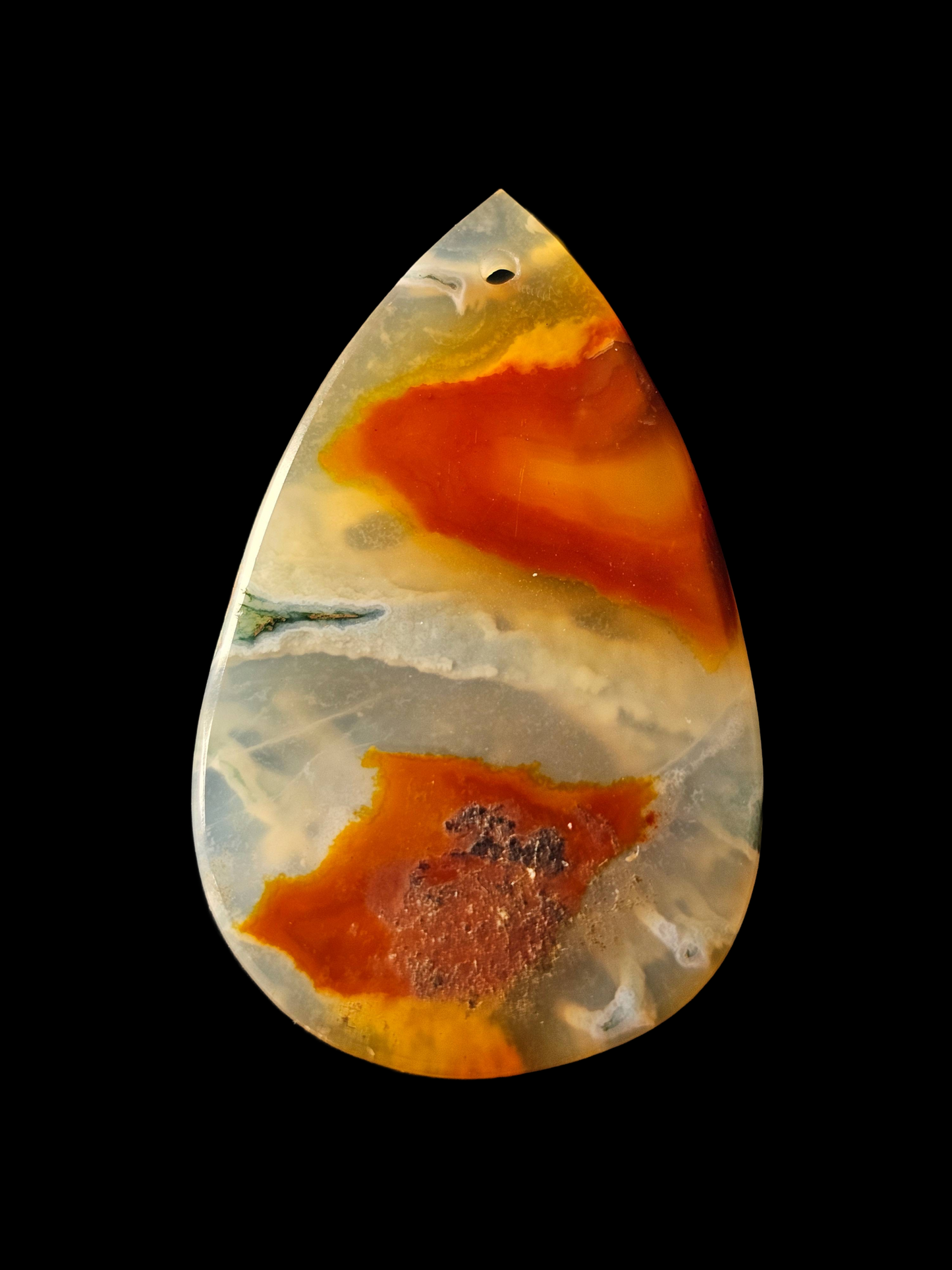 New Mexico Plume Agate Pre-Drilled Pear Cabochon 24.32ct