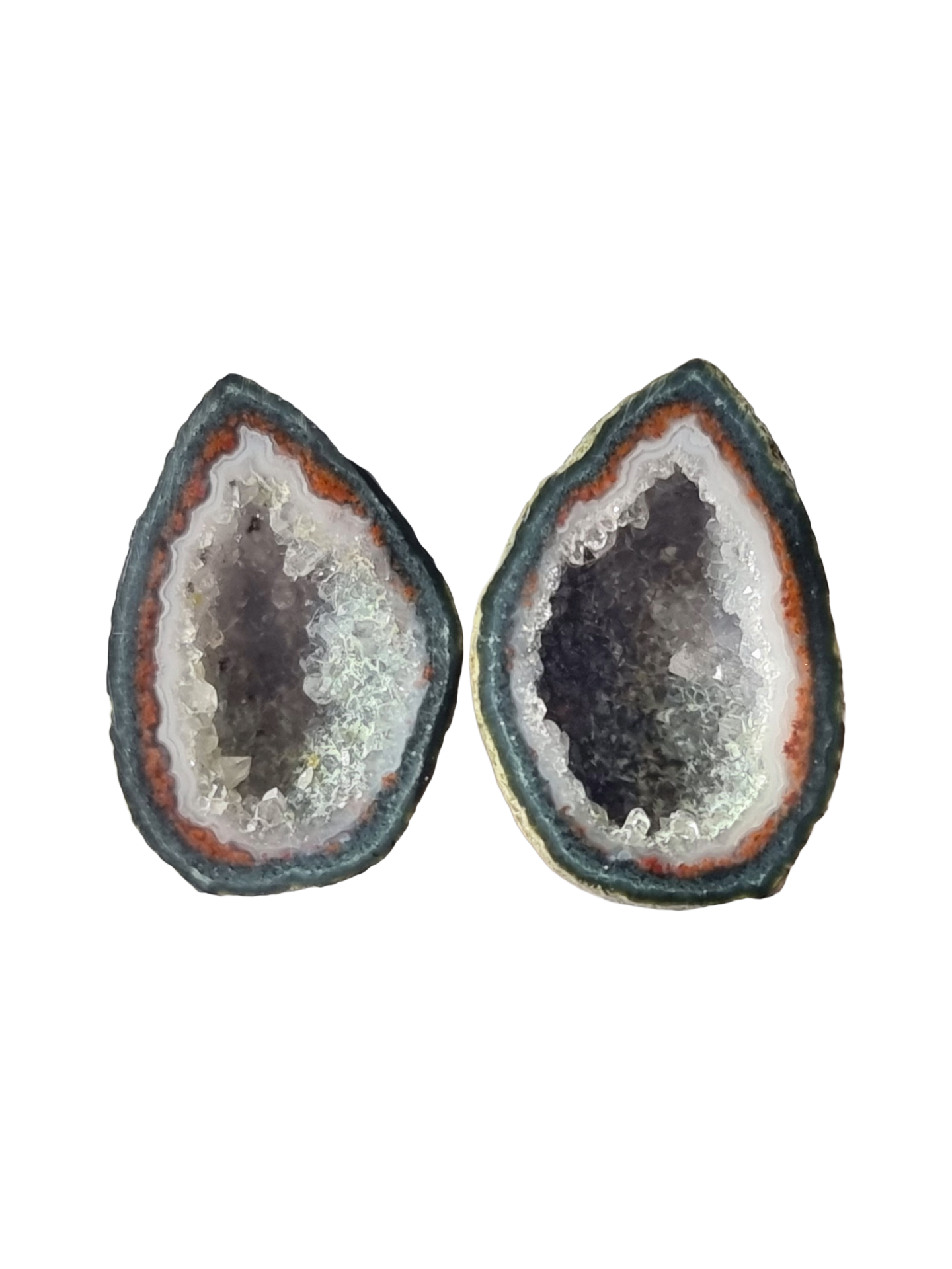 Illianite 'Tabasco' Geodes Matching Pair