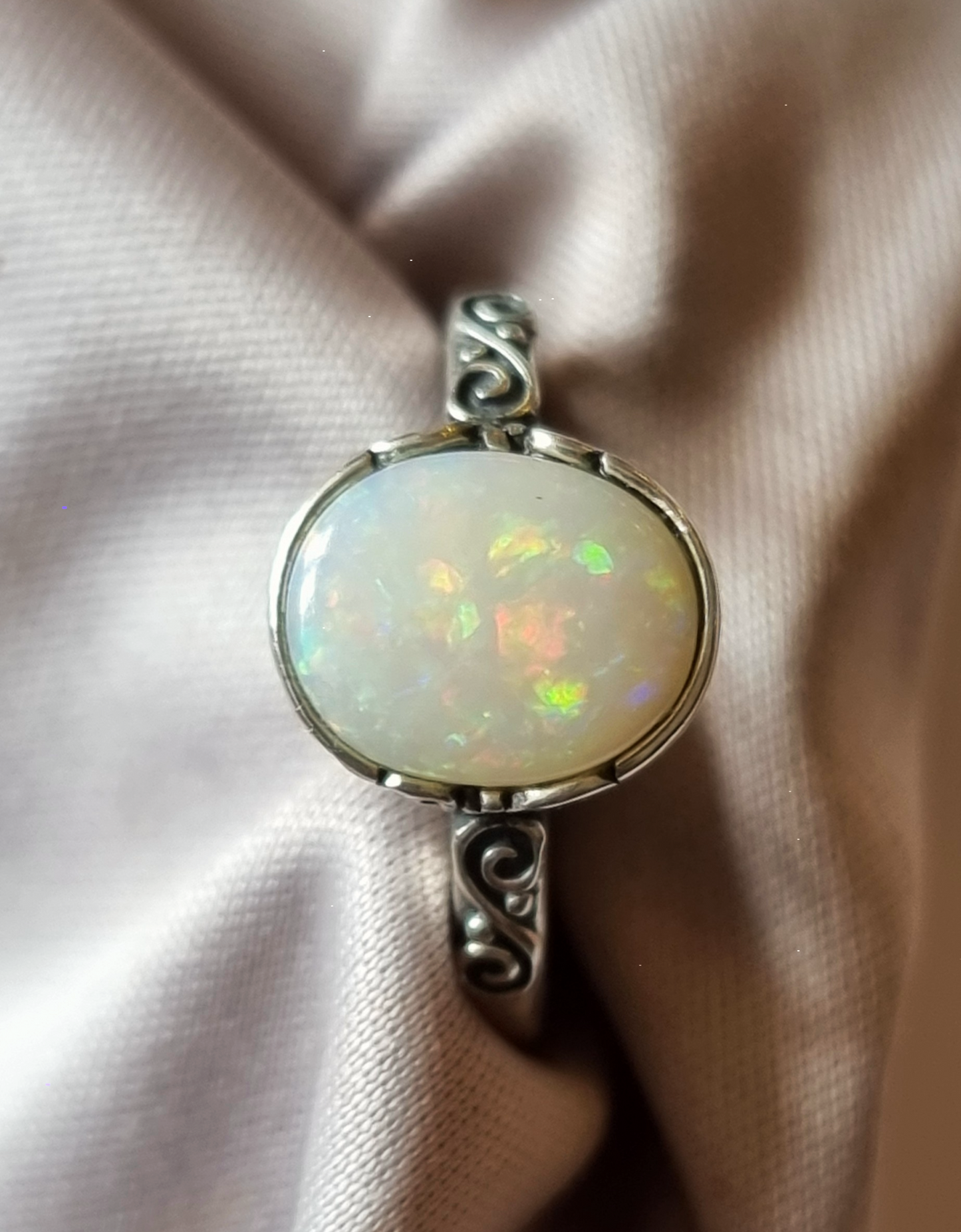 Sterling Silver Australian Coober Pedy Opal Ring