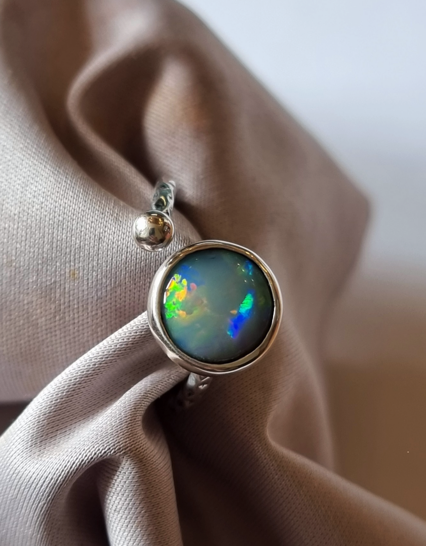 Sterling Silver Australian Lightning Ridge Opal Ring