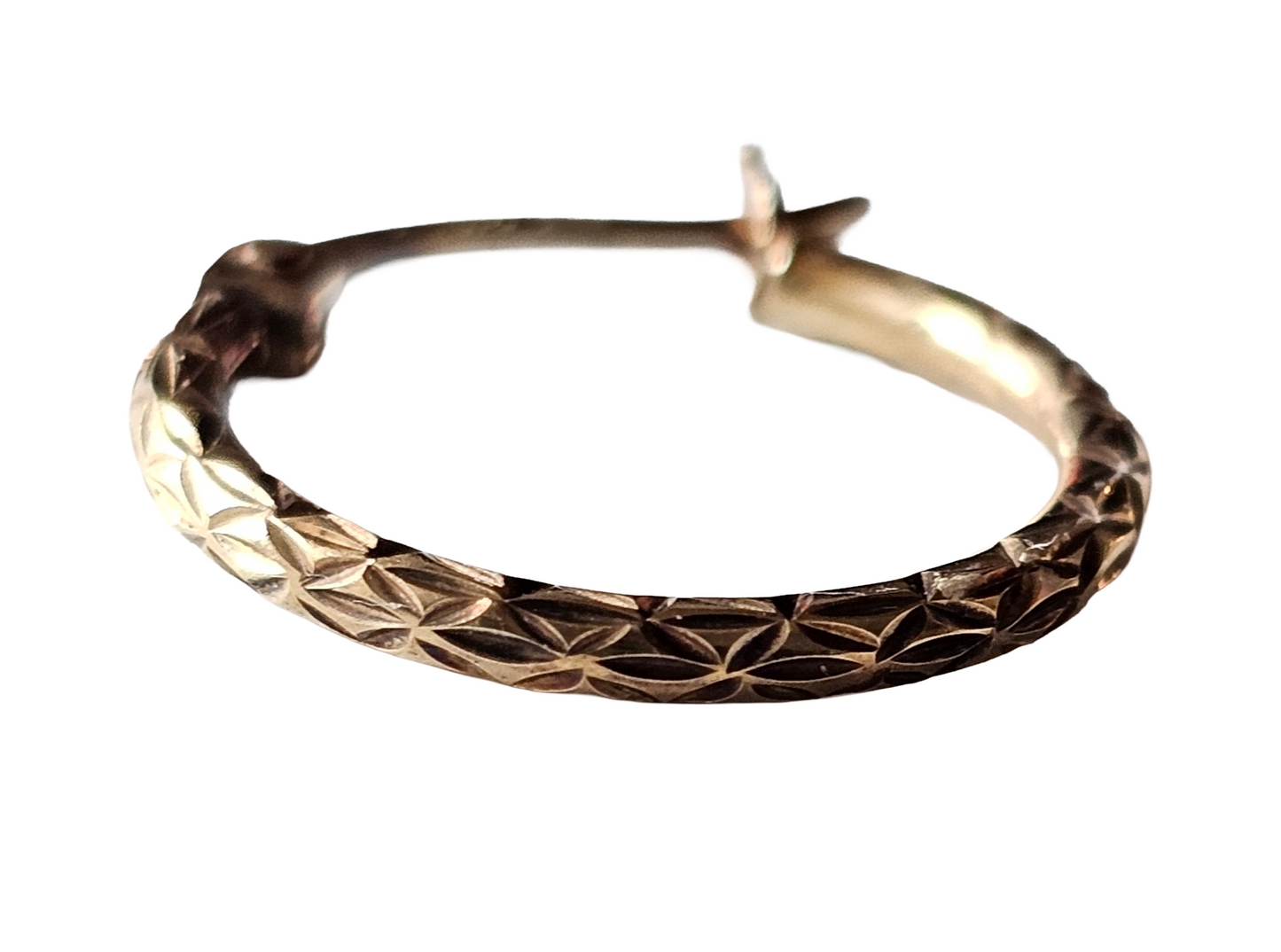 Pre-Loved Italian 9ct Solid Gold Diamond Cut Creole Hoop Earrings