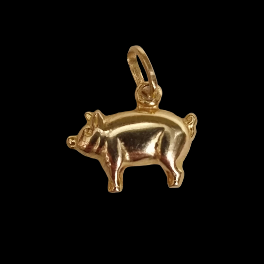 9ct Gold Pig Charm Pendant