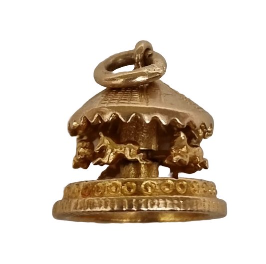 9ct Solid Gold Moving 3D Carousel Charm