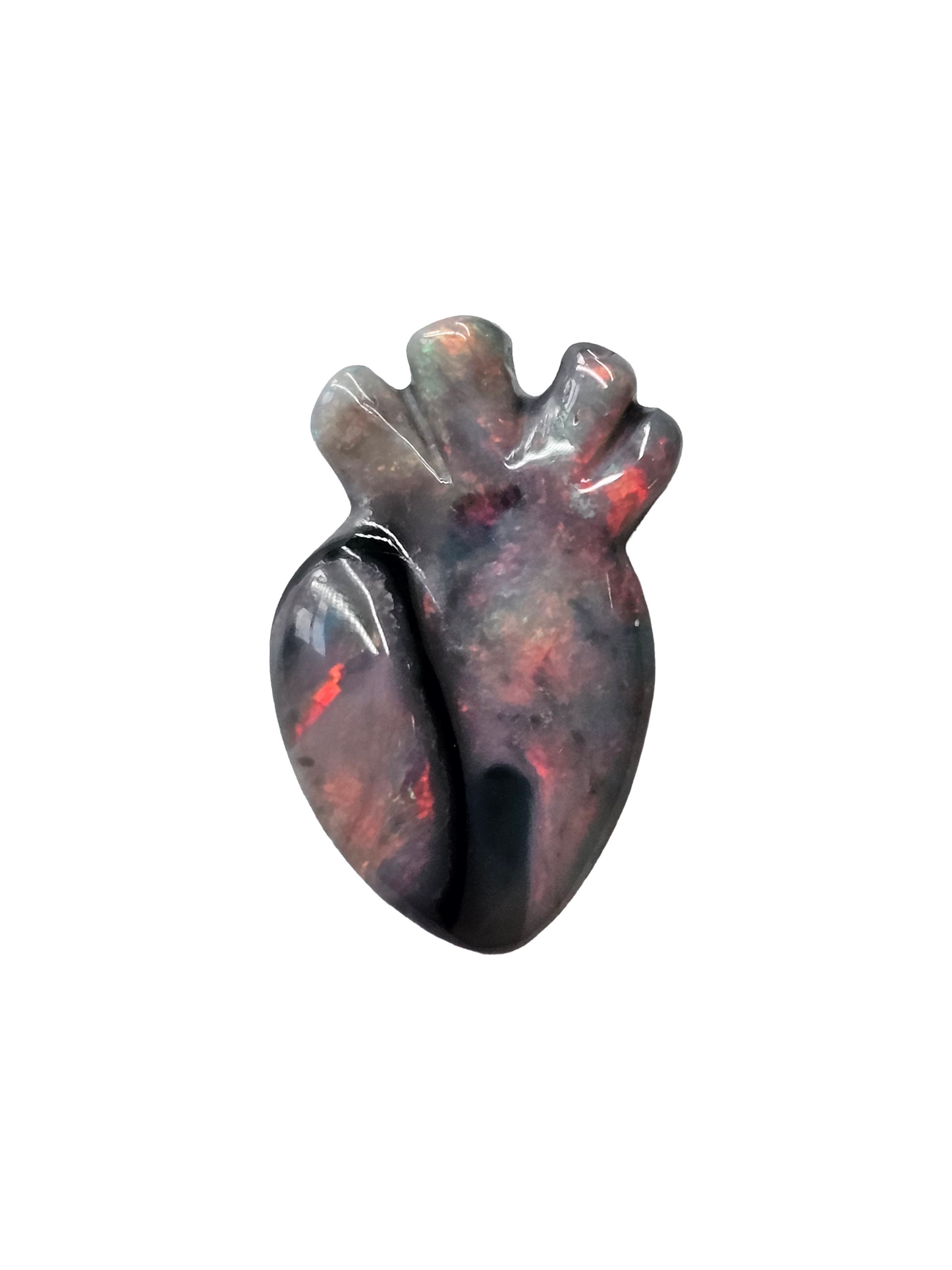 Australian Lightning Ridge Black Opal Realistic Heart Carving 1.96ct