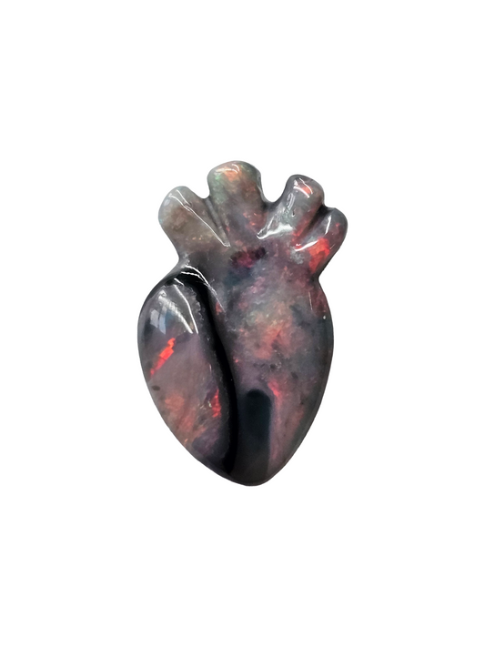 Australian Lightning Ridge Black Opal Realistic Heart Carving 1.96ct