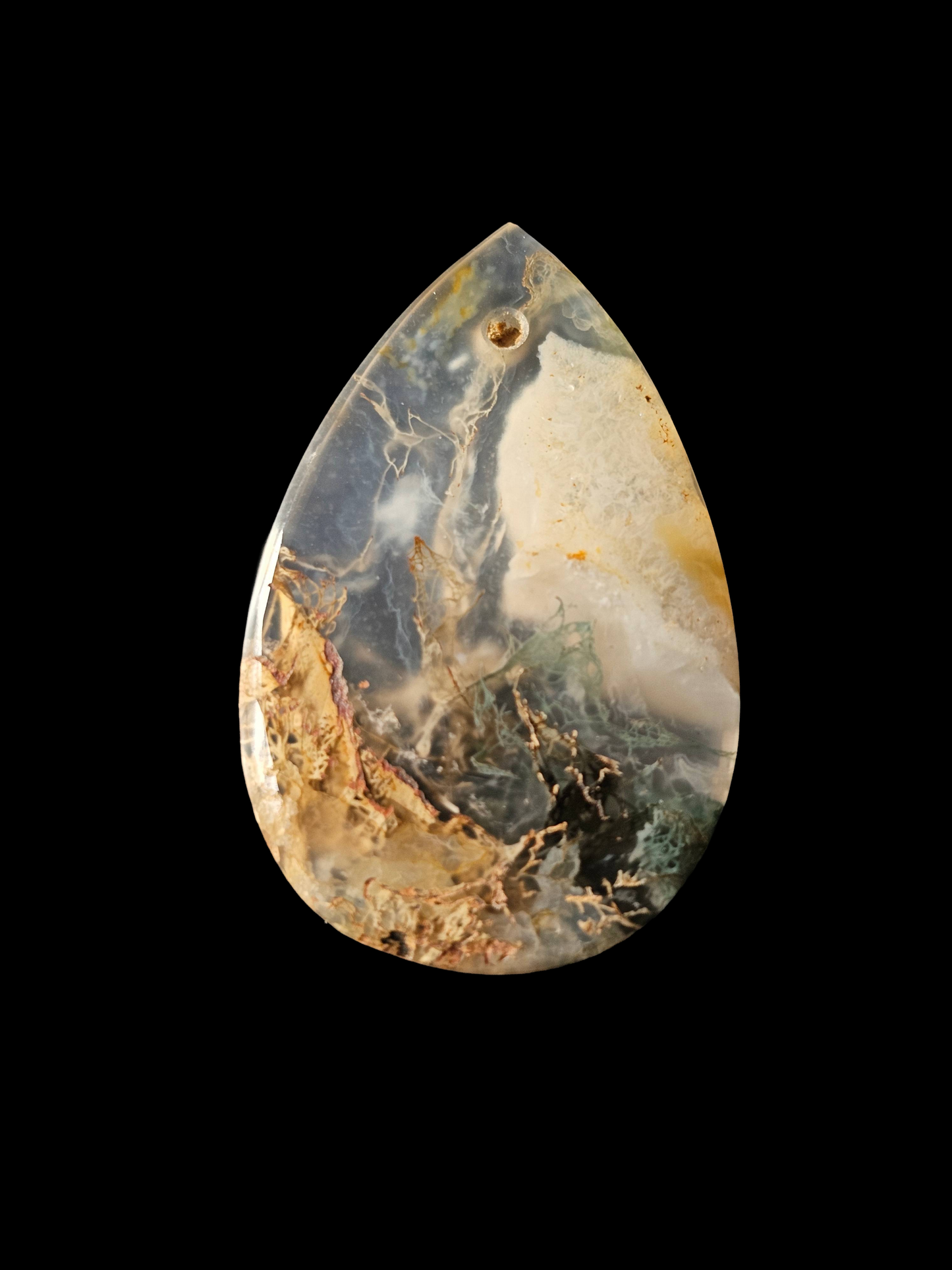 Brazil Moss Agate Pre-Drilled Pear Cabochon 19.94ct