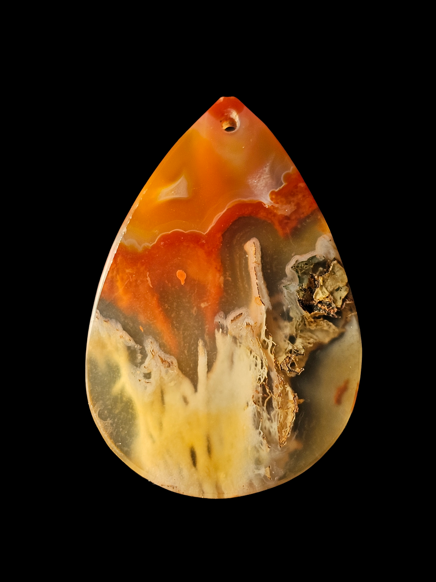 New Mexico Plume Agate Pre-Drilled Pear Cabochon 22.59ct