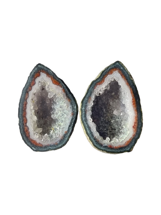 Illianite 'Tabasco' Geodes Matching Pair