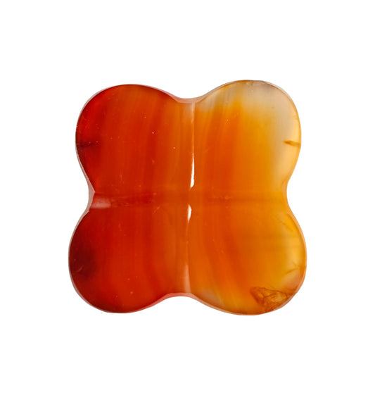 Natural Cornelian Agate Stripped Four Leaf Clover Carving 30x7mm 48.52