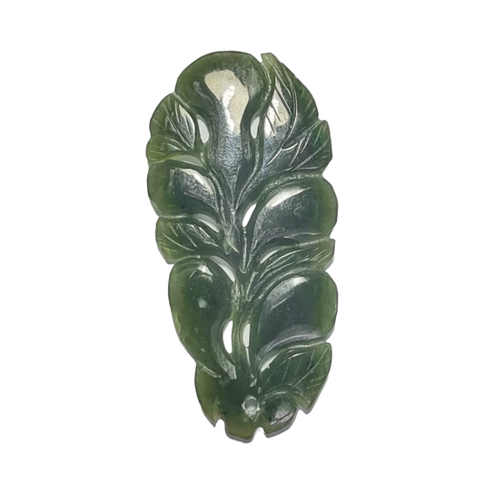Nephrite Jade Leaf Carving (Drilled) 21ct