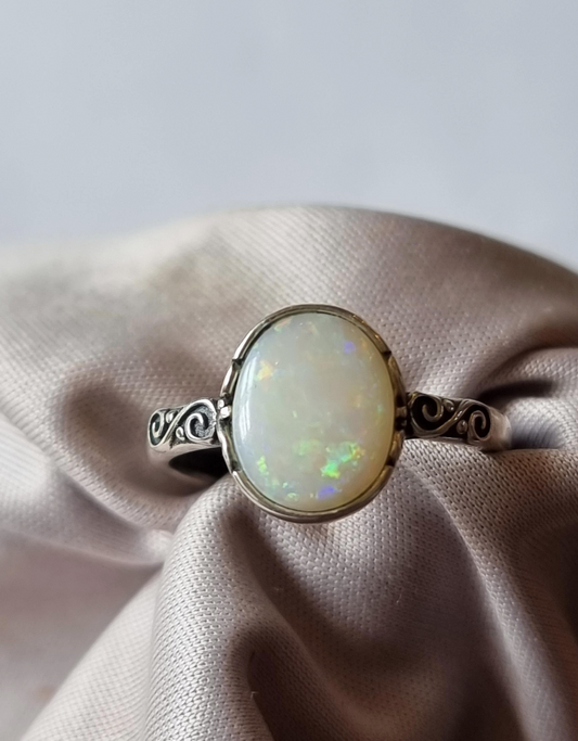 Sterling Silver Australian Coober Pedy Opal Ring