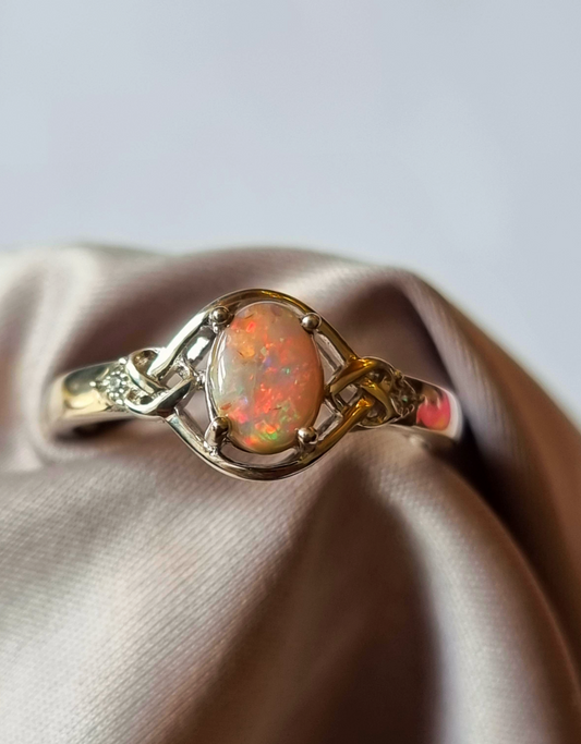 Sterling Silver Australian Coober Pedy Opal Ring