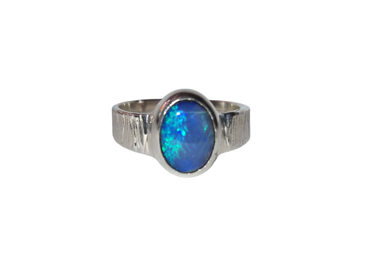 Sterling Silver Australian Lightning Ridge Opal Ring