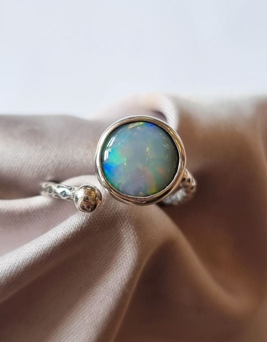 Sterling Silver Australian Lightning Ridge Opal Ring
