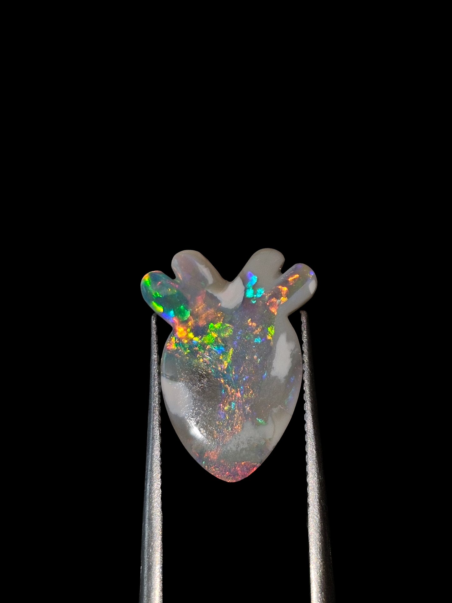 Australian Lightning Ridge Black Opal Realistic Heart Carving 14x11x2mm 1.24ct