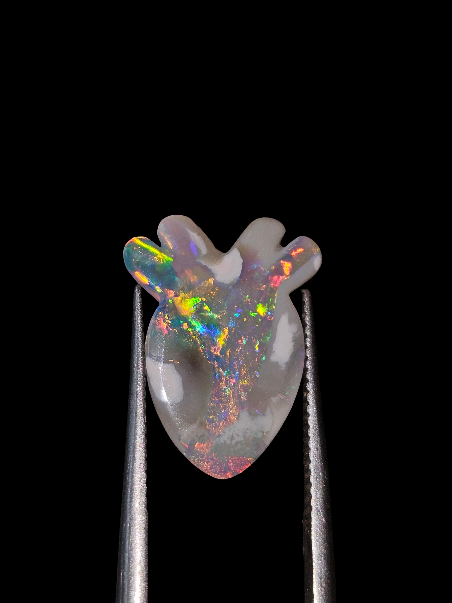 Australian Lightning Ridge Black Opal Realistic Heart Carving 14x11x2mm 1.24ct