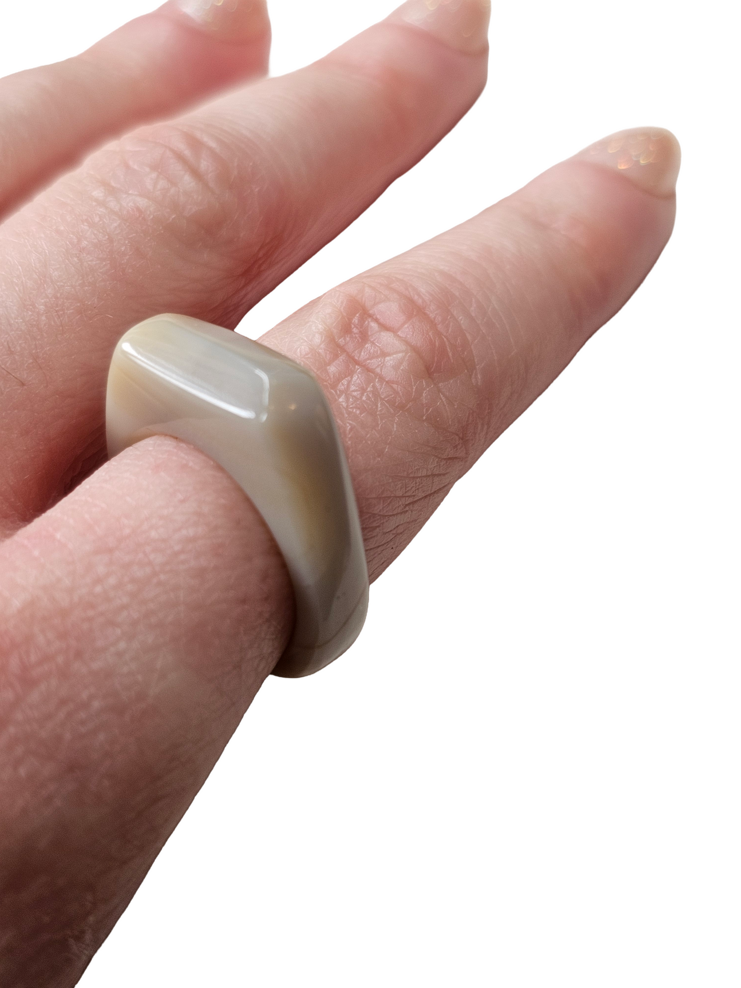 Agate Carved 'Archer' Ring Size L 1/2