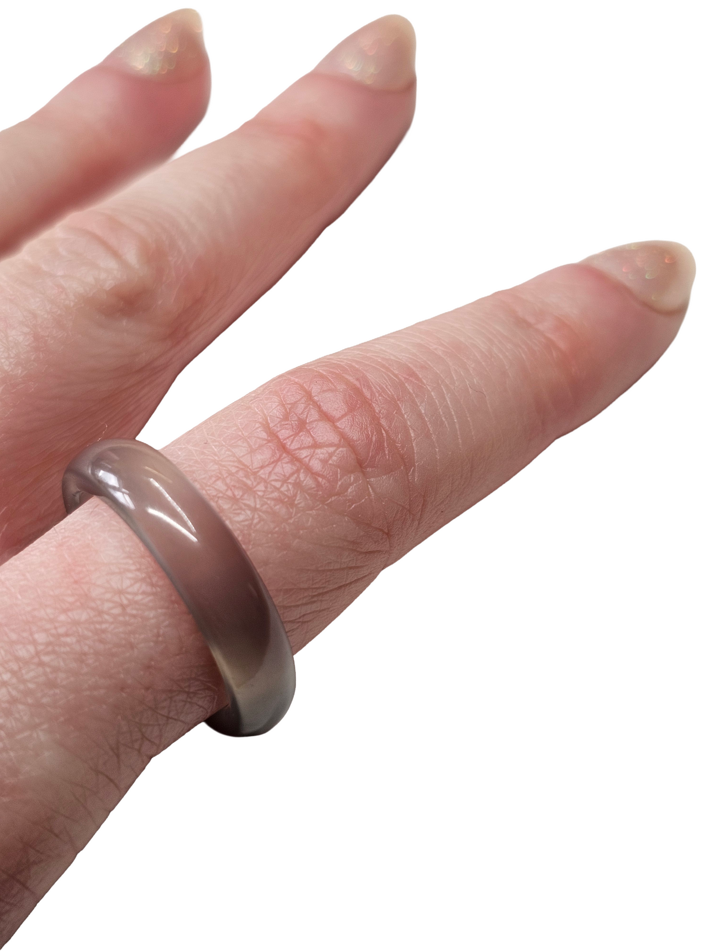Smoky Quartz Carved Ring Size UK P