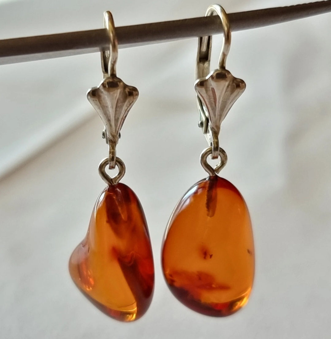 Baltic Amber Art Deco 925 Sterling Silver Earrings