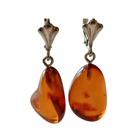 Baltic Amber Art Deco 925 Sterling Silver Earrings